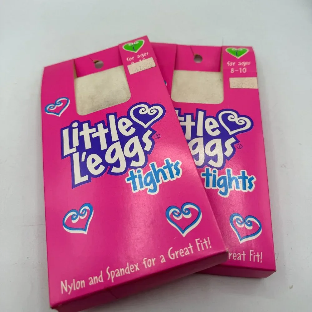 ✨ Vintage Little Leggs Tights Girls Size L 8–10 | NOS Lot of 2 | Pink Packaging